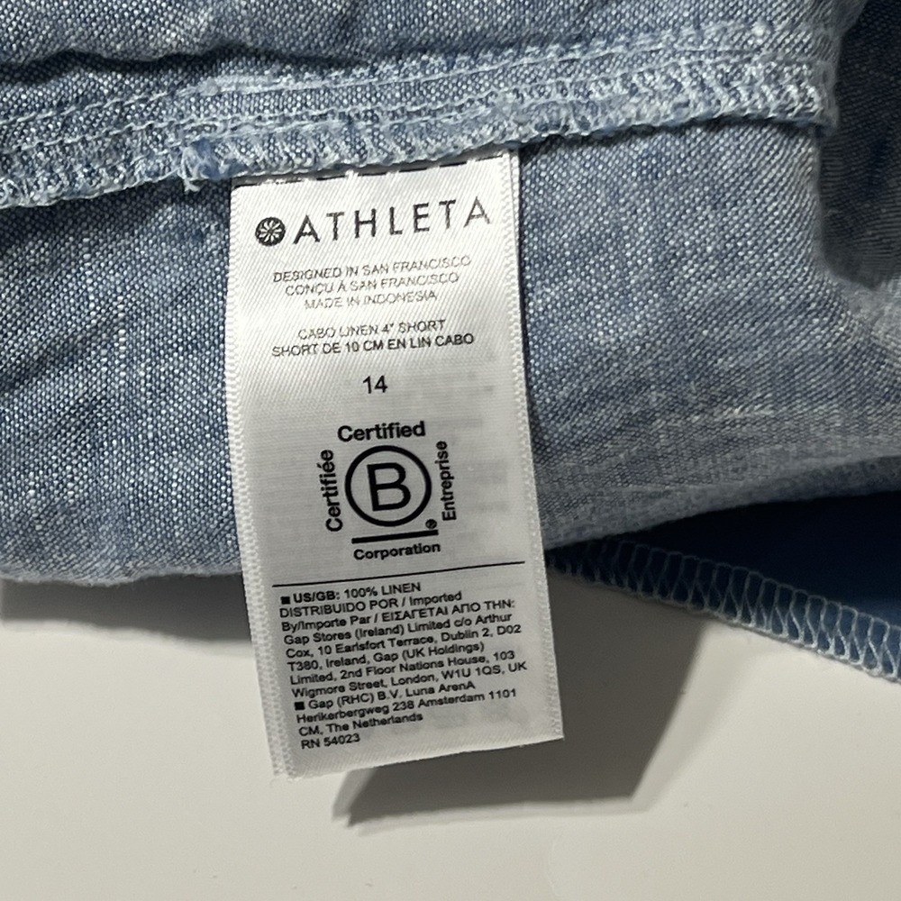 Athleta Womens Cabo 4" Linen Shorts Size 14 Blue Drawstring With Pockets‎ - Picture 12 of 12